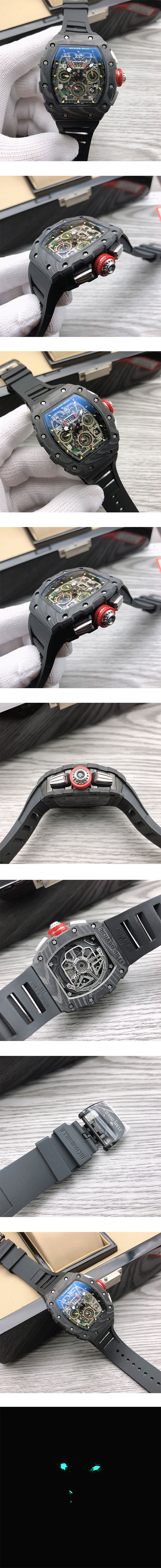 動力完璧 Richard Mille  RM011 RM011-03  スーパーコピーウォッチ スケルトン文字盤 自動巻き  フライバック クロノグラフ カーボンTPT